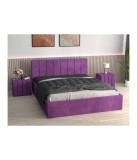 Pat Tapitat Sorin Mov+ Saltea Lux Ortopedica + Noptiere Tapitate 140x200cm