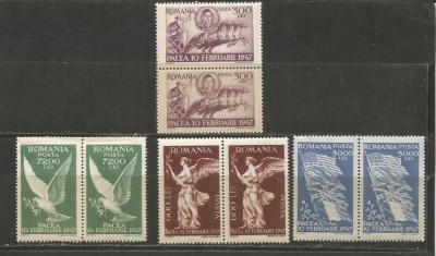 (No 2)timbre-Romania 1947 --L.P.208-PACEA-pereche foto