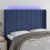 Cumpara ieftin Tăblie de pat cu LED, albastru, 147x16x118/128 cm, textil