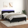 VidaXL Pat cu arcuri, saltea și LED, negru, 140x190 cm, catifea 3134521
