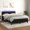 vidaXL Pat cu arcuri, saltea și LED, negru, 140x190 cm, catifea 3134521