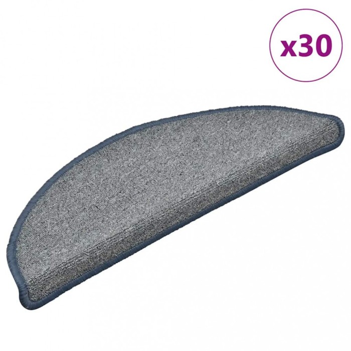 vidaXL Covorașe pentru scări, 30 buc., 56x17x3 cm, gri deschis și albastru, semirotunde