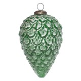 Cumpara ieftin Set 4 globuri sticla verde brad 10x16 cm