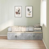 VidaXL Cadru de pat cu depozitare Gri beton 100 x 200 cm Lemn compozit