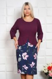 Cumpara ieftin Rochie cu peplum Zena mov - 50Marimea, Yves