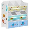 SONGMICS Raft de depozitare jucarii, 7 cutii detasabile din tesatura, 63x30x60cm, alb Household NewTrend