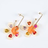 Cercei forma floare cu pietre multicolore
