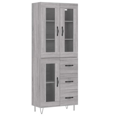 Dulap inalt, gri sonoma, 69,5x34x180 cm, lemn compozit foto