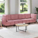 vidaXL Set de mobilier pentru living cu pernă 4 pcs Roz Catifea 3413744
