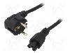 Cablu alimentare AC, 1m, 3 fire, culoare negru, CEE 7/7 (E/F) stecher in unghi, IEC C5 mama, AKYGA, AK-NB-08A, T143639