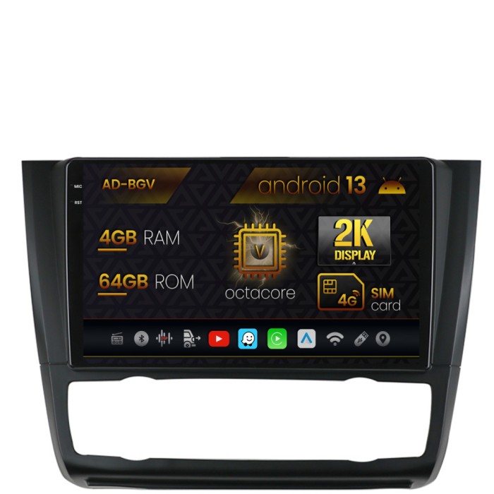 Navigatie BMW Seria 1 E87 (2007-2011), Clima Automata, Android 13, V-Octacore 4GB RAM + 64GB ROM, 9.5 Inch - AD-BGV9004+AD-BGRKIT399