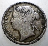 J.292 STRAITS SETTLEMENTS COLONIE BRITANICA VICTORIA 10 CENTS 1889 ARGINT