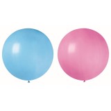 Set 2 baloane din latex, flippy, model party jumbo, 90 cm, roz si bleu, 35 g