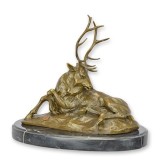 Cerb-statueta din bronz cu un soclu din marmura XT-27