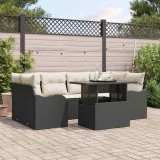 VidaXL Set de canapele pentru grădină 7 pcs Negru 100 x 55 x 73 cm