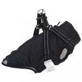 vidaXL Haină c&acirc;ini cu ham impermeabilă reflectorizantă, negru, L40