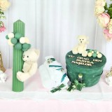 Cumpara ieftin Set Trusou Botez si Lumanare, 9 Piese, cu Ursulet, Verde Smarald din Catifea - TB257