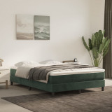 VidaXL Pat box spring cu saltea, verde &icirc;nchis, 140x190 cm, catifea