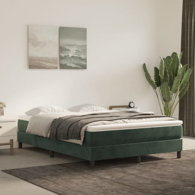 vidaXL Saltea de pat cu arcuri, verde &amp;icirc;nchis, 140x190x20 cm, catifea foto