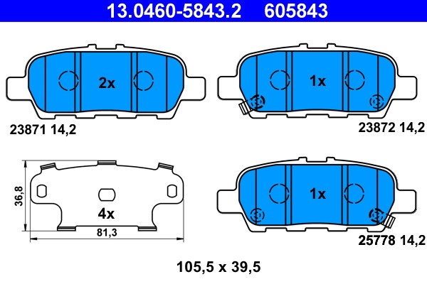 ATE 13.0460-5843.2 set placute frana,frana disc