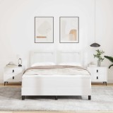 Pat Alb 160x200 cm Piele Sintetica cu Saltea vidaXL Dormitor, Cadru Tapitat, Tăblie Reglabilă