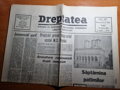 dreptatea 24 aprilie 1992-precizari privind vizita regelui mihai in romania foto