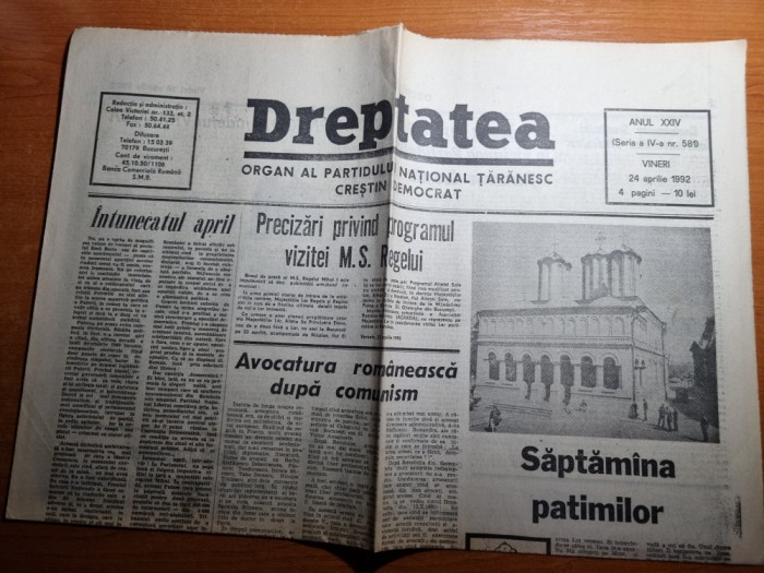 dreptatea 24 aprilie 1992-precizari privind vizita regelui mihai in romania