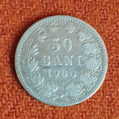 Moneda din argint 50 Bani 1900 Regele Carol - avers foarte frumos