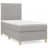 Cumpara ieftin Pat continental cu saltea, gri deschis, 80x200 cm, textil