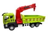 Macheta camion cu macara metal si plastic 15 cm
