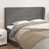 Gossi tablie de pat cu aripioare gri 183x23x118/128 cm piele eco