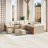 Set canapele grădină vidaXL cu perne Bej Poli Ratan Acacia