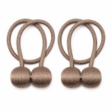 Cumpara ieftin Kit 2 suporturi magnetice pentru perdele, snur decorativ impletit, magnet puternic, 44 cm, cappucino