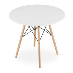 Masa stil scandinav, Artool, rotund, MDF si lemn, alb, 90x72 cm GartenVIP DiyLine