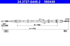 ATE 24.3727-0449.2 Cablu, frana de parcare