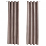 Draperii opace cu inele metalice, 2 buc., gri taupe, 140x245 cm