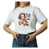 Tricou Dama alb, Retro American, cu mesaj sarcastic si amuzant, marimea M