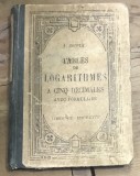 CRT1FR Carte Veche Tables De Logarithmes J Dupuis Librairie Hachette Paris Matematica Stiinta Formular Colectie Anticariat