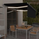VidaXL Copertină automată cu stor&amp;senzor v&acirc;nt&amp;LED, antracit, 4,5x3 m