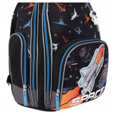 Ghiozdan Bambino Space pentru scoala, 2 compartimente, 3 buzunare, negru,31x20x37 cm