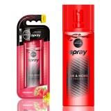 Odorizant auto Aroma Car Aroma Spray Strawberry, spray parfumat lichid in sticla cu atomizor, capac semitransparent colorat, 50ml