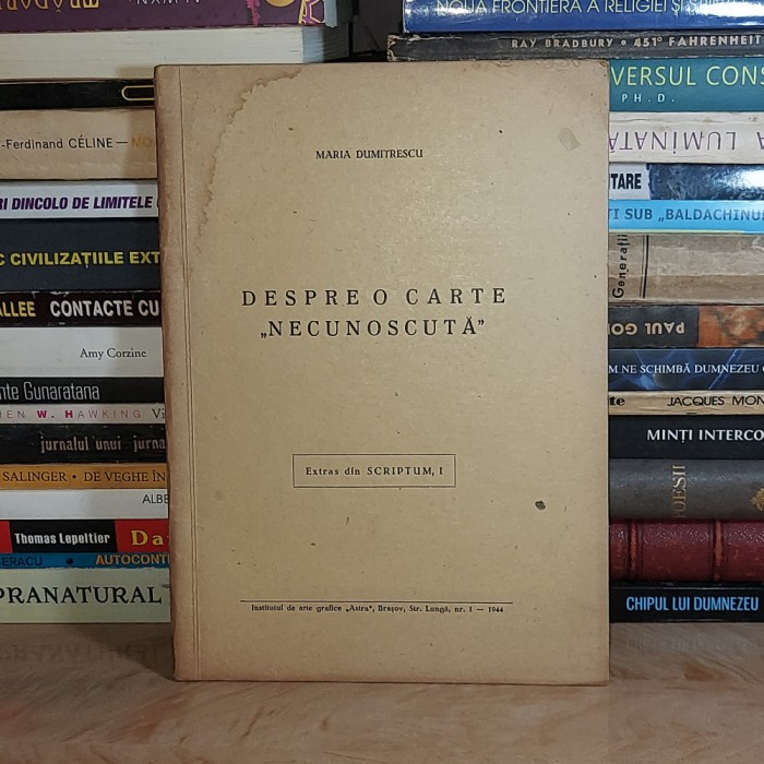 MARIA DUMITRESCU - DESPRE O CARTE &#039;&#039;NECUNOSCUTA&#039;&#039; , 1944 , DEDICATIE #
