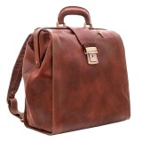 Rucsac portlaptop din piele naturala vachetta, coniac, R118