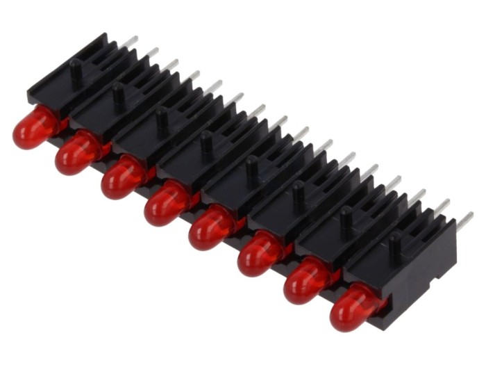 LED Roșu 2,8mm THT 8 diode