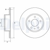Disc frana Alfa Romeo 147, 156, 156 Sportwagon, 164; Fiat Bravo II, Croma, Linea; Lancia Delta I, Delta III, Lybra, Lybra Sw, 251x10mm, 50.5 mm, OE