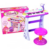 INSTRUMENT MUZICAL PIANINA ELECTRONICA MALPLAY CU SCAUN SI MICROFON 45 CM INALTIME ROZ, AS