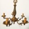 Candelabru antic din bronz cu 5 brațe in stilul francez Louis piesa cu o lucrătură de o foarte mare finețe, impact vizual deosebit