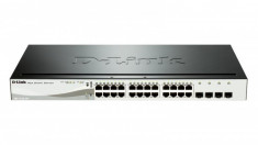 Switch D-Link DGS-1210-24P, 12 porturi Gigabit, 12 porturi Gigabit PoE 802.3af/802.3at, 4 porturi SFP, PoE budget 85W, Capacity 56Gbps, 16K MAC, 19 Ra foto