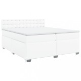 Cumpara ieftin Pat box spring cu saltea, alb, 200x200 cm, piele ecologica