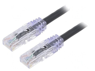 Patch cord U/UTP Cat6 LSZH Negru 1m foto